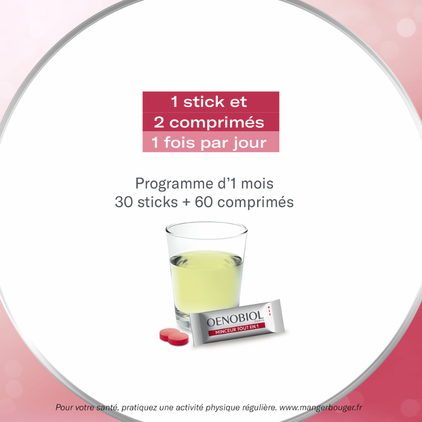 Minceur tout en 1 - oenobiol - posologie stick et comprimé
